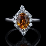 APP: 7.5k 1.75ct Yellow-Orange Sapphire and 0.51ctw Diamond Platinum Ring (GIA CERTIFIED) (Vault_R16