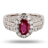 APP: 15.2k 1.49ct UNHEATED Ruby and 0.99ctw Diamond Platinum Ring (GIA CERTIFIED) (Vault_R16_38741)
