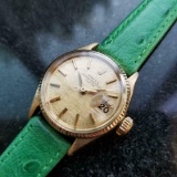 *ROLEX Oyster Date 25mm 18k Gold Automatic c.1960s Ladies Watch -P-
