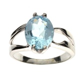 APP: 0.6k Fine Jewelry Designer Sebastian 5.20CT Oval Cut Blue Topaz and Sterling Silver Ring