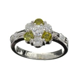 Designer Sebastian 1.34CT Round Cut Swiss Cubic Zirconia And Platinum Over Sterling Silver Ring