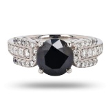 APP: 6.6k 2.59ct CENTER Black Diamond Platinum Ring (3.12ctw Diamonds) (Vault_R16_38745)