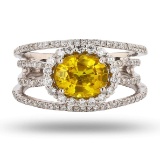 APP: 9.1k 2.16ct Yellow Sapphire and 0.64ctw Diamond Platinum Ring (Vault_R16_38737)