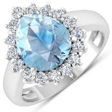 APP: 9.9k Gorgeous 14K White Gold 2.11CT Pear Cut Aquamarine and White Diamond Ring - Great Investme