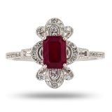 APP: 5.1k 1.23ct Ruby and 0.20ctw Diamond Platinum Ring (Vault_R16_38748)