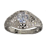Fine Jewelry Designer Sebastian 2.00CT Swiss Cubic Zirconia And Platinum Over Sterling Silver Ring