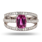 APP: 7.6k 1.72ct Pink Sapphire and 0.60ctw Diamonds Platinum Ring (Vault_R16_38749)