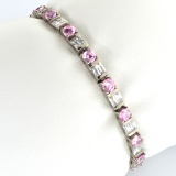 Custom Made Sterling Silver Fancy French Cubic Zirconium Tennis Bracelet