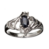 Fine Jewelry Designer Sebastian 1.10CT Blue Sapphire And Topaz  Platinum Over Sterling Silver Ring
