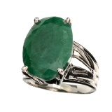 APP: 0.7k Fine Jewelry Designer Sebastian 8.40CT Oval Cut Green Beryl and Sterling Silver Ring