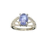 Fine Jewelry Designer Sebastian 2.54CT Oval Cut Cabochon Tanzanite And Sterling Silver Ring
