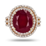 APP: 7.7k 11.75ct Ruby and 1.20ctw Diamond 14K Yellow Gold Ring (Vault_R16_38758)
