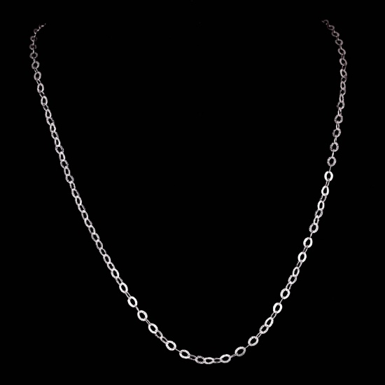 *Fine Jewelry 14KT. White Gold, 3.3GR, 18'' Corrugated Oval Chain (GL 3.3-10)