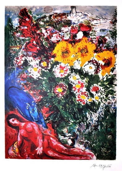 MARC CHAGALL (After) Les Soucis Lithograph, I9 of 500