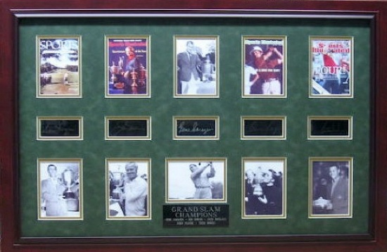 *Rare Golf Grand Slam Champions Museum Framed Collage - Plate Signed (Vault_BA)