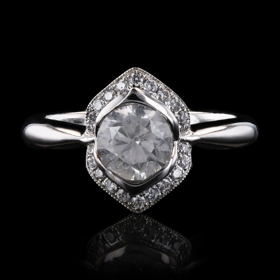 1.09ct CENTER Diamond 18K White Gold Ring (1.23ctw Diamonds) - Condition - Brand New - (Vault_R25_ 3