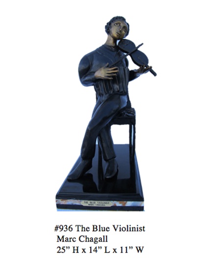 Bronze Chagall "The Blue Violinist" 25" H x 14" L x 11" W -Great Investment- (Vault_AS)