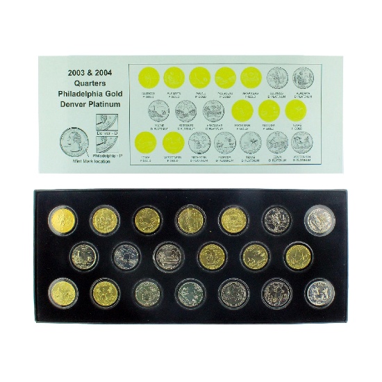 2003-2004 20 Quarters Philadelphia Gold & Denver Platinum Coins Set