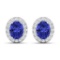 14KT White Gold 2.18CT Oval Cut Tanzanite and White Diamond Earrings (Vault_Q) (QE11304WD-14KW-SM-TA