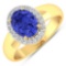14K Yellow Gold 1.31CT Oval Cut Tanzanite and White Diamond Ring (Vault_Q) (QR23917WD-14KY-SM-TAN)