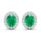 14KT White Gold 2.00CT Oval Cut Zambian Emerald and White Diamond Earrings (Vault_Q) (QE11304WD-14KW