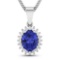 14KT White Gold 1.15CT Oval Cut Tanzanite and White Diamond Pendant w/ 18 Chain (Vault_Q) (QP12194WD