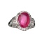 2.90CT Ruby And Colorless Topaz Platinum Over Sterling Silver Ring