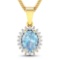 14KT Yellow Gold 1.05CT Oval Cut Aquamarine and White Diamond Pendant w/ 18 Chain (Vault_Q) (QP12194