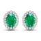 14KT White Gold 1.12CT Oval Cut Zambian Emerald and White Diamond Earrings (Vault_Q) (QE11321WD-14KW