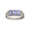1.40CT Oval Cut Tanzanite And White Sapphire Sterling Silver Ring