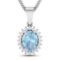 14KT White Gold 1.05CT Oval Cut Aquamarine and White Diamond Pendant w/ 18 Chain (Vault_Q) (QP12194W