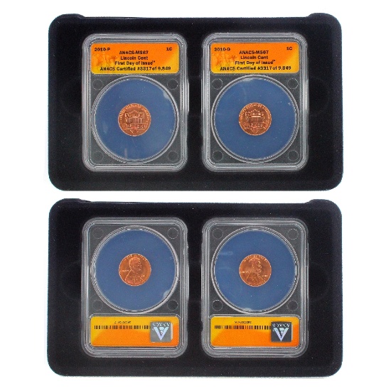 2010 2pc 1Cent Lincoln First Day Of Issue Coins