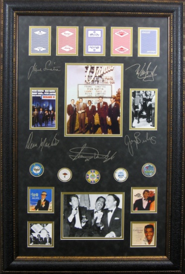The Rat Pack Chips and Cards Museum Framed Collage 02 - Plate Signed (Vault_BA)