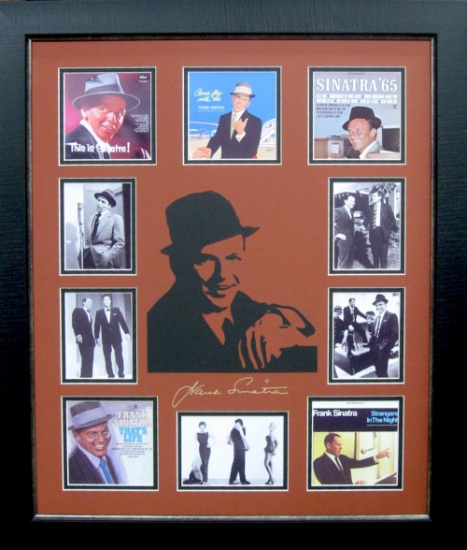 Frank Sinatra Album Covers and Laser Cut Mat Museum Framed Collage - Plate Signed (Vault_BA)