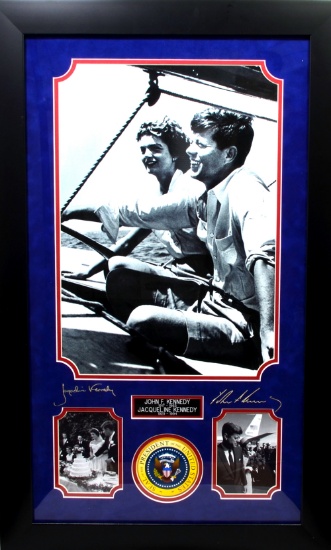 John F. Kennedy And Jacqueline Kennedy Museum Framed Collage - Plate Signed (Vault_BA)