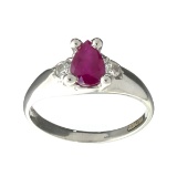 Designer Sebastian, 0.98CT Ruby and White Topaz Sterling Silver Ring