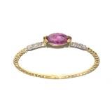 14KT. Gold, 0.20CT Red Ruby And Diamond Ring