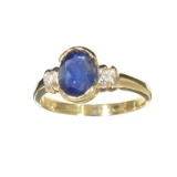 14KT. Gold, 1.45CT Blue And White Sapphire Ring