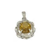 2.50CT Oval Cut Citrine/White Sapphire And Sterling Silver Pendant