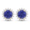 14K Yellow Gold Earrings 1.44 Carat Tanzanite (AA+) Round - 2Pcs + White Diamond F/C Round  0.32ct