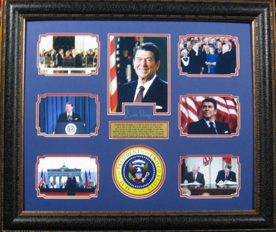 Ronald Reagan Tear Down this Wall Speech Museum Framed Collage - Plate Signed