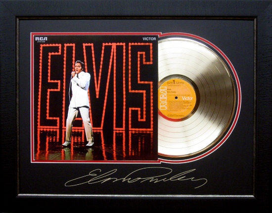 Elvis Presley NBC TV Special Album Cover and Gold Record Museum Framed Collage - Plate Signed