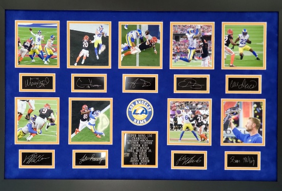 Rare Los Angeles Rams Super Bowl LVI Champions Museum Framed Collage - Plate Signed (Vault_BA)