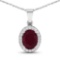 14K White Gold  Chain Pendant 2.3 Carat Ruby (AA) Oval - 1Pc + White Diamond F/C Round  0.22ct