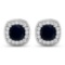 14K Yellow Gold Earrings 4.2 Carat Blue Sapphire (AA) Oval - 2Pcs + White Diamond F/C Round  0.84ct