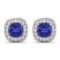 14K Yellow Gold Earrings 1.64 Carat Tanzanite (AA+) Cushion - 2Pcs + White Diamond F/C Round  0.45ct