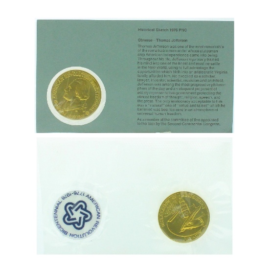 1975 Bust Of Thomas Jefferson Bicentennial Commemorative Medal