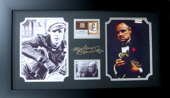 Marlon Brando with Authentic Swatch of Clothing Museum Framed Collage - Plate Signed (Vault_BA)