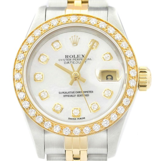 Rolex Ladies Datejust 69173 18K Gold & Steel Mother of Pearl Dial Diamond Watch (Vault_CC)