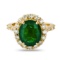 App: $14,985 4.12ct Emerald and 1.08ctw Diamond 18K Yellow Gold Ring (Vault_R33)